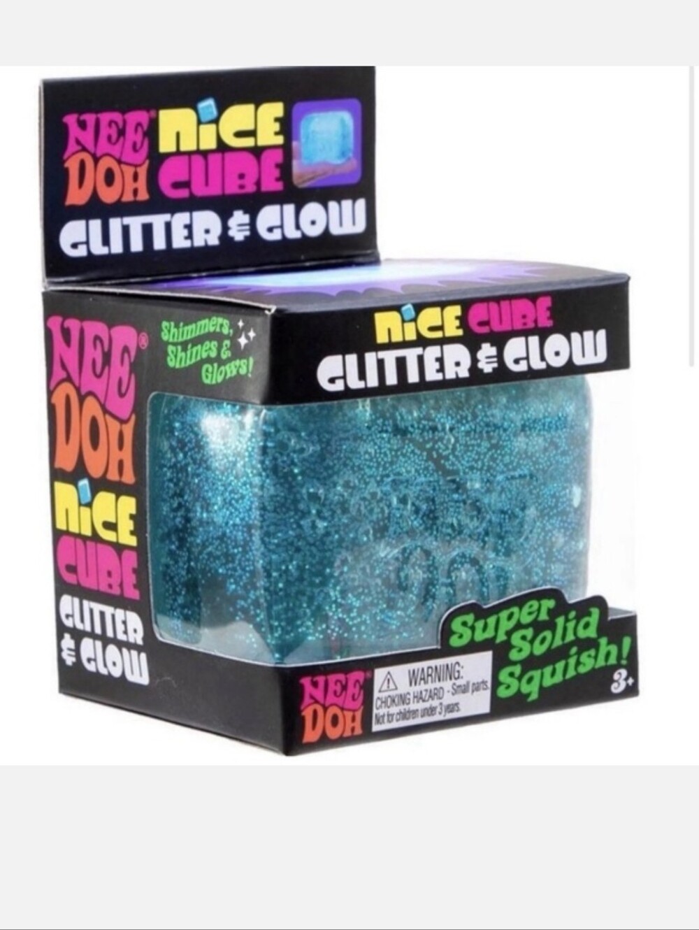 Nice Cube Glitter & Glow Super Solid Squish - Blue
